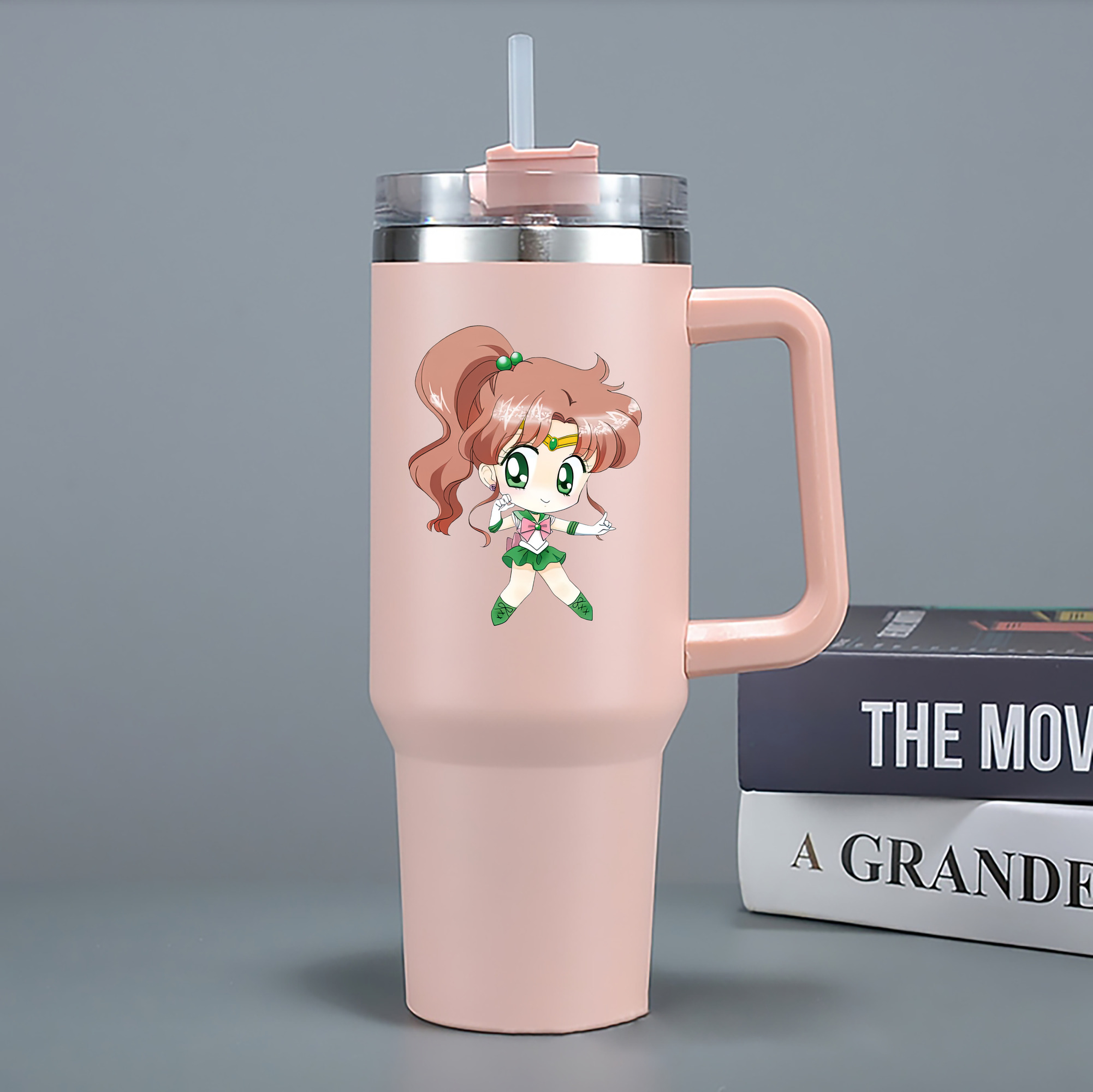 （画像用） 美少女戦士セーラームーン 木野 まこと きの まこと Sailor Moon Kino Makoto （セーラージュピター；Sailor Jupiter） 1200mL車用タンブラー - クリスタルステッカー（プラスチックストロー付き）